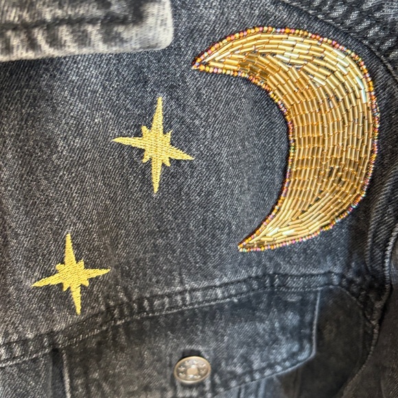 Coveted Free People Jean Jacket with Embroidery and Beadwork XS - Picture 4 of 12